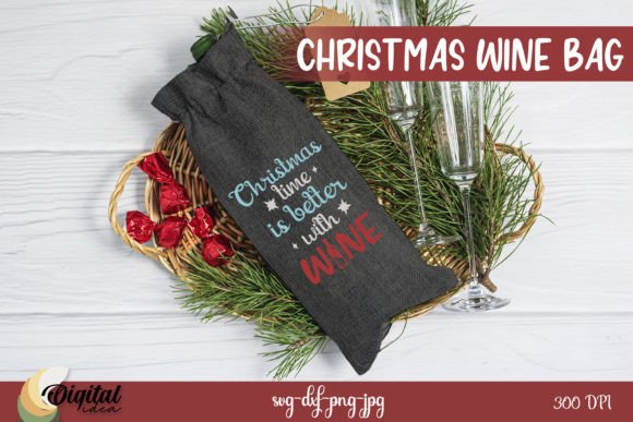 Christmas Time with Wine Graphics for Blog and Website Use