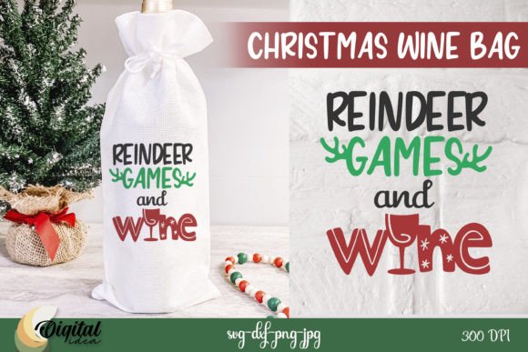 Christmas Wine Bag Graphics for Crafts and Local Branding