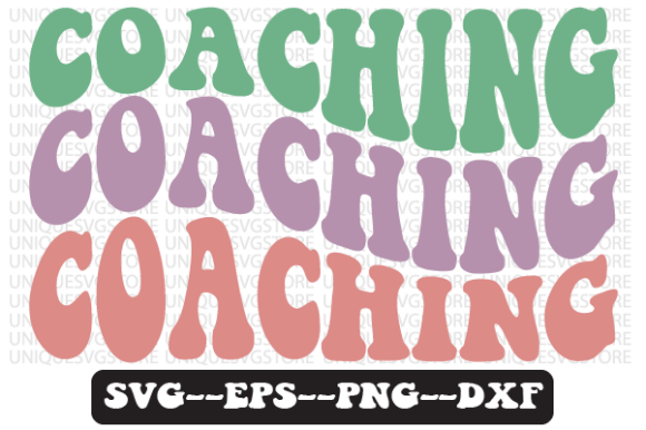 Coaching Wavy Retro Svg Design for Graphics & Crafts