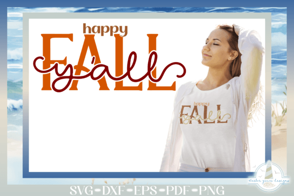 Happy Fall Yall Quote Knockout Text SVG for Crafts and Graphics