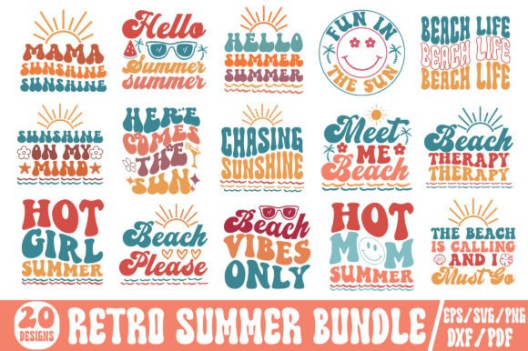 Retro Summer SVG Bundle for Crafts and Graphics