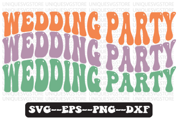 Wedding Party Wavy Retro Svg Design: Graphics for Crafts